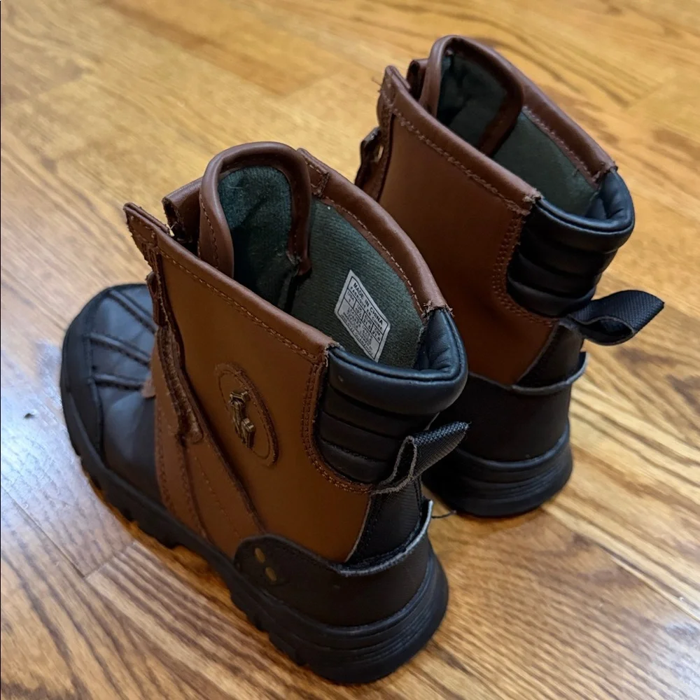Polo Ralph Lauren Conquered Hi Boots. Size 1. Chocolate/Tan Leather. Like New.